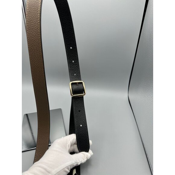 Coach CZ785 Reversible Replacement Strap Black Dark Stone Pebbled Leather NWT - Picture 2 of 13